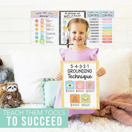 Hadley Designs Feelings Chart for Classroom Must Haves - Emotions Chart for Toddler Calming Corner, Counseling Feelings Wheel, Mental Health & Social Emotional Learning Posters, Pastel Classroom Decor - Thumbnail 3