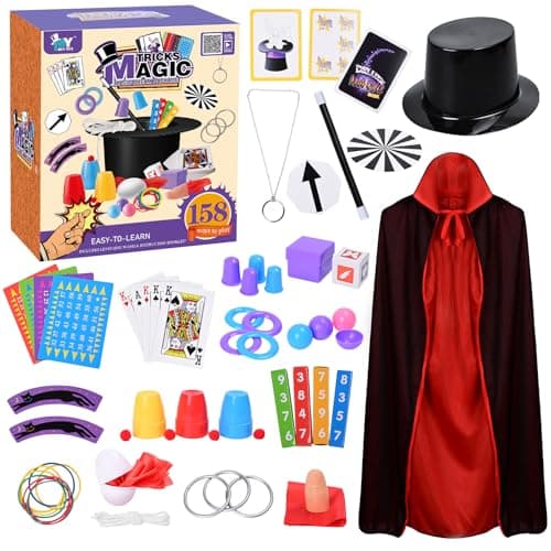 Magic Kit for Kids Magic Set- Magic Tricks Set for Kids Age 6 8 10 12, with Magician Costume Magic Wand for Pretend Play Magician Set, Easy to Follow Magic Toy Gifts for Girls and Boys Beginners - Image 1