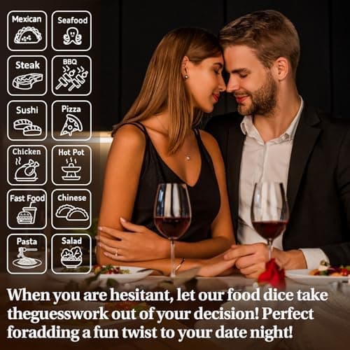 Aursy Mother s Day Gifts for Women, 2PCS Date Night Food Dice, Gifts for Men Father Day, Birthday Gifts for Him Kids Women Adults Mens Gifts, Couple Wedding - Thumbnail 3