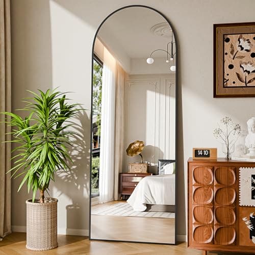 NBGV 59"x16" Floor Mirror Full Length, Arched Full Length Mirror with Stand, Full Body Mirrors for Bedroom Living Room or Cloakroom Black - Image 1