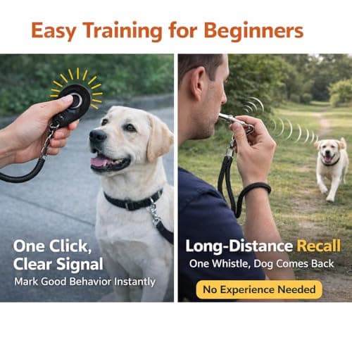 Dog Training Starter Kit for Beginners, 5-Piece Puppy Training Set with Reflective Leash, Clicker, Adjustable Whistle, Collapsible Slow Feeder Bowl and Poop Bag Holder, New Dog Owner Essentials - Thumbnail 6