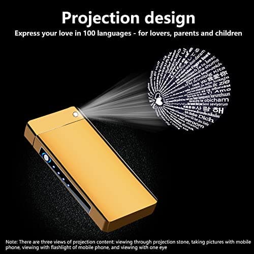 TIKIUKI Electric Lighter Rechargeable, Windproof Arc Lighter USB Plasma Lighters with Visual Battery, Cool Vintage Lighters Custom Design, Zinc Alloy Body for Outdoor Camping Candle Gift（Gold） - Thumbnail 3
