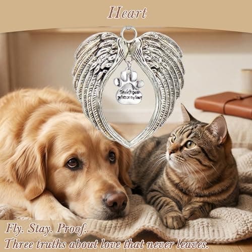 COSOWO Handcrafted Pet Memorial Crystal Ornament Rainbow Prism Sun Catcher with Keepsake Card, Sympathy Gift for Loss of Dog or Cat Paw Designs, Heart - Thumbnail 4