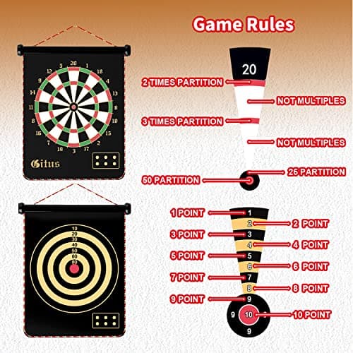 Gitus Magnetic Dart Board Indoor Outdoor Games for Kids with 12 Darts, Gifts for Teenage Boys Teen Boys Gifts Ideas Toys Gifts for 8 9 10 11 12 13 Year Old Boy Game Room Decor - Thumbnail 3