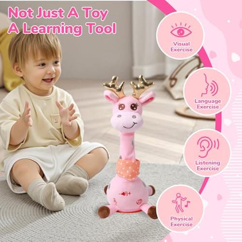 JISON21 Dancing Talking Giraffe Toy,Tummy Time Giraffe for Baby Toddler, Toddler Infant Baby Toys Gifts, Baby Toys Interactive Volume Adjustable, Giraffe that Repeats What You Say for Birthday Gifts - Thumbnail 4
