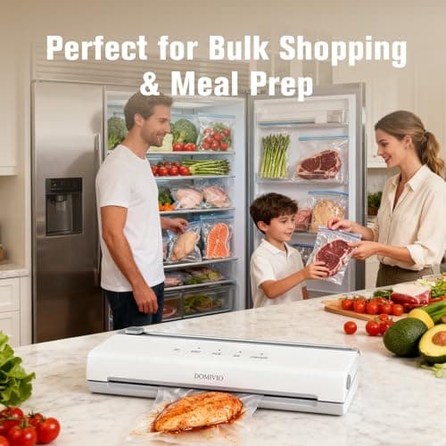 DOMIVIO 75Kpa Vacuum Sealer Machine for Food, 5-in-1 Food Saver with Built-In Cutter & 20 BPA-Free Bags – Dry & Moist Modes, Compact Easy-to-Use Vacuum Sealer for Meal Prep (VS2093) - Thumbnail 4