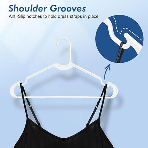 HOUSE DAY White Plastic Hangers 30 Pack, 16.25" Slim Hangers with Non-Slip Extended Notch, Perfect for Plus Size & Curvy Fits, Closet Organization Essential, Space Saving for Dorm Apartment Home - Thumbnail 3