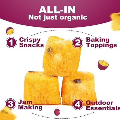 Organic Freeze Dried Passion Fruit Chunks, 9oz/255g | No Additives, Non-GMO, Gluten-Free & Unsweetened | Crunchy Dehydrated Fruits for Smoothies, Baking, Tea, Desserts & Natural Healthy Dry Snacks - Thumbnail 5