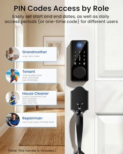 IBLOG Smart Deadbolt Lock Set, Fingerprint 5-in-1 Keyless Entry Door Lock with Handle, Touchscreen Keypad, APP Control, Auto Lock, Easy Install for Front Door - Thumbnail 6
