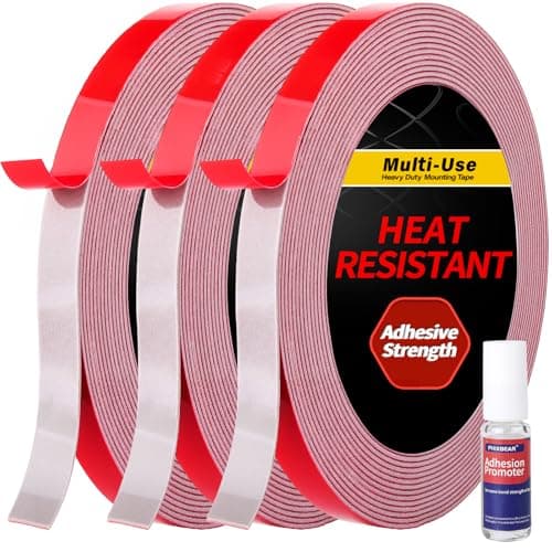 PHIXBEAR 3 Pack Super Strong Adhesion - Heavy Duty Double Sided Tape, Waterproof Multipurpose Mounting Tape for Indoor & Outdoor Use, Automotive Wall Foam Adhesive (0.4in×45ft)