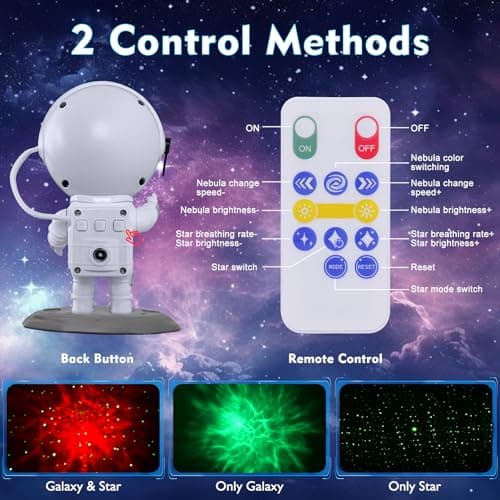 Astronaut Galaxy Projector, Star Projector, Astronaut Light Projector with 8 Colors LED Nebula, Starry Night Light Projector with Remote, Kids Room Decor, Gifts for Kids, Friends, Birthday Game Party - Thumbnail 6