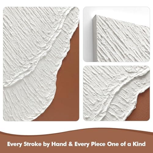 JUHOME Large Neutral Hand-Painted Abstract Ocean Wall Art,24x36 in Thick Textured Plaster & Acrylic Art Oil on Canvas, Abstract Canvas Artwork for Living Room, Bedroom Office Decor - Thumbnail 3