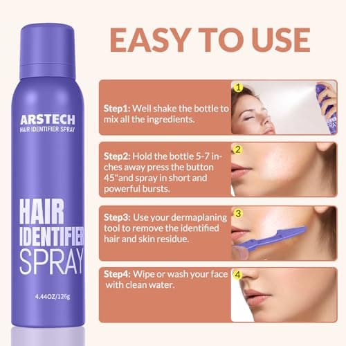 Dermaplane Razor for Women Face Hair Identifier Spray for Face Shaving Dermaplaning Tool Skin Body Dermaplaning Spray for Women with 16 Facial Razor Face Shaver Kit Facial Hair Removal (Purple 4 Pack) - Thumbnail 5
