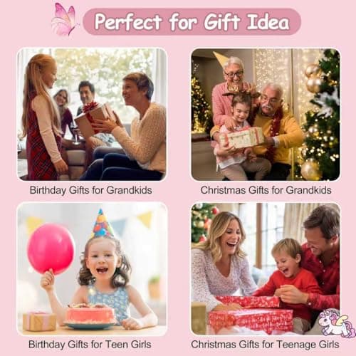 Homecor Pink Hanging Photo Display Wall Decor with 8 Lighting Modes, Printed Inspirational Quotes & Unicorn Butterfly Patterns, Teen Girls Bedroom Decor, Birthday Gift for Teenage Girls - Thumbnail 6