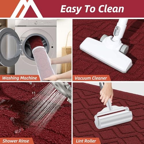 COSY HOMEER-Kitchen-Rugs-and-Mats 20"x48" Non Slip Kitchen Mats for Floor Absorbent Washable Kitchen Runner Standing Floor Mat for Sink Mat,Entry,Laundry,Polypropylene,Red - Thumbnail 6