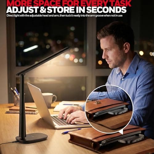 Honeywell LED Desk Lamp for Home Office, Eye-Caring Light with 4 Color Modes & Touch Control, USB A+C Charging Ports, Adjustable Rotating Head with Timer for Reading, Bedroom & Small Desks - Thumbnail 6