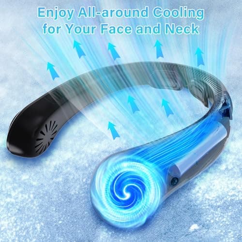 Portable Neck Fan Rechargeable, 5 Speeds, Lightweight, Long Lasting, Battery Operated All-Around Cooling Quiet Personal Fans for Travel Camping Cooling Essentials, Birthday Gifts for Women Men Mom Dad - Thumbnail 4
