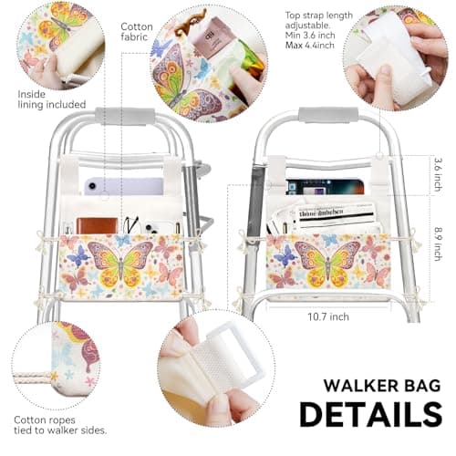 Verigud Walker Bag with Cup Holder, Walker Accessories for Seniors, Walker Pouch for Folding Walker, Portable Walker Storage Bags - Thumbnail 2