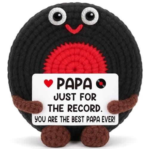 Fathers Day Grandpa Gifts for Papa from Grandkid, Father's Day Birthday Gifts for Grandfather Retirement Best Grandpa Gift for Granddad Crochet Vinyl Record Music Gift from Granddaughter Grandson