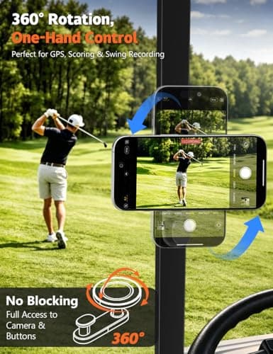 NOVRIDO Golf Cart Phone Holder Magnetic Mount, Golf Cart Accessories for Men, MagSafe Magnetic Phone Holder with Bottom Hook, Adjustable Golf Cart Phone Mount, Ring Included - Thumbnail 4