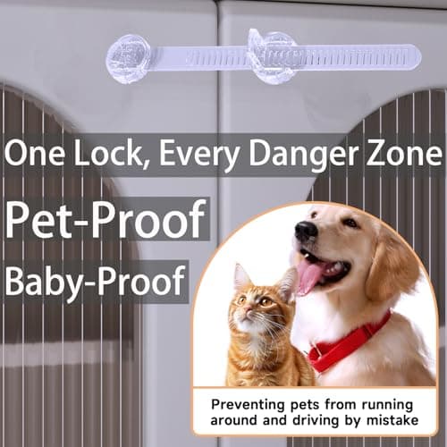 Bstsilver 6 Pack Adhesive Straps Locks Baby Proofing for Drawers Fridge Dishwasher Toilet Seat Cupboard Oven Freezer Trash Can, Cabinet Latches Adjustable for Toddlers Cats Dogs, No Drill, Transparent - Thumbnail 4