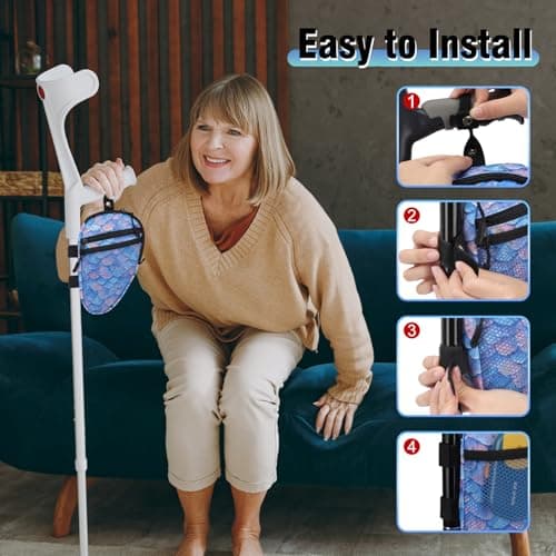 supregear Forearm Crutch Bag - Lightweight Water-Resistant Premium Storage Organizer with Cup Holder & Multiple Pockets, Hands-Free Mobility Accessory for Elbow Crutches, Gradient Blue - Thumbnail 6