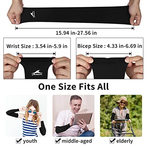 Achiou Cooling Ice Silk Arm Sleeves, Summer UV Sun Protection Compression Sleeves UPF 50+ for Women Volleyball Youth Sports - Thumbnail 6