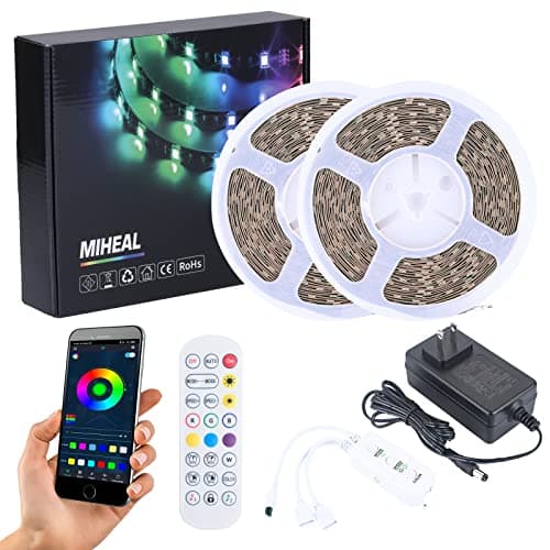 MIHEAL Led Strip Lights Bluetooth - 65.6Ft RGB 5050 Led Music Sync Color Changing Lights, App Controlled - for Bedroom, Party, Kitchen Decoration - Image 1