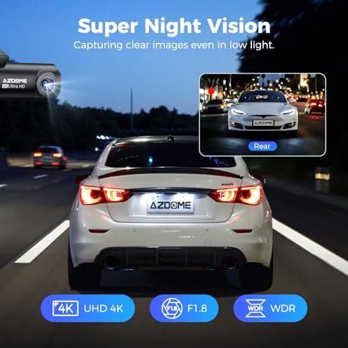 AZDOME M300S 4K Ultra HD Dual Dash Cam Front and Rear, Free 64GB Card, Built-in WiFi GPS Voice Control Car Camera, Night Vision, ADAS, 24 Hours Parking Monitor, Loop Recording (Matte Black) - Thumbnail 5