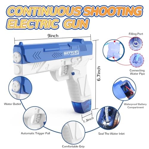 GPPNKC Electric Water Guns for Kids and Adults - Automatic Power Water Pistol with 1000ml Large & 25-33FT Long Range Squirt Guns for Pool Beach Party Outdoor Summer Toys Gift for Boys Girls (2 Pack) - Thumbnail 2