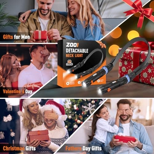ZOOI Fathers Day Mens Gifts for Husband Dad Neck Light, Gifts for Men, Neck Flashlight Lamp, Dad Gifts for Him Dad Boyfriend Husband, Grandpa Fathers Day Gift, Cool Gadgets Stuff for Camping, Fishing - Thumbnail 3