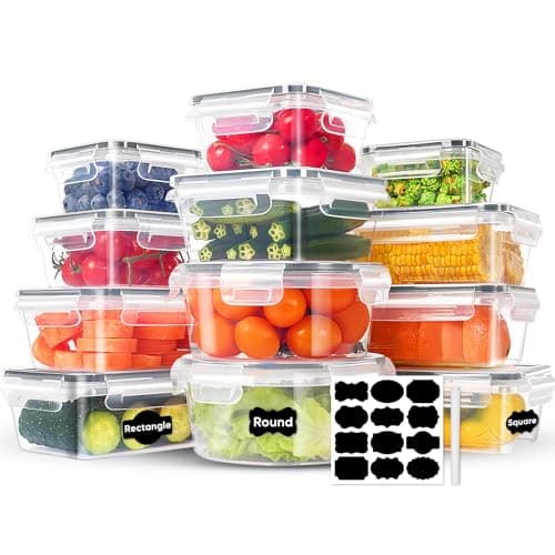 AGNDTXR 24-Piece PVC-Free BPA-Free Food-Grade Plastic Kitchen Set (12 Containers + 12 Lids), Leakproof Airtight Reusable Meal Prep & Food Storage Containers, Microwave and Dishwasher Safe - Image 1
