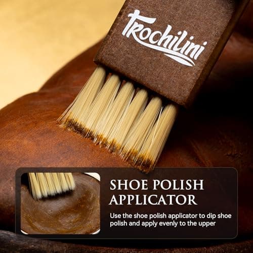 TROCHILINI Shoe Polish Kit Care Set 9PCS Travel-Friendly Shoe Shine Set with Black Brown Shoe Polish for Leather Boot Included Shoes Brush Kit Shoe Crease Protector - Thumbnail 4