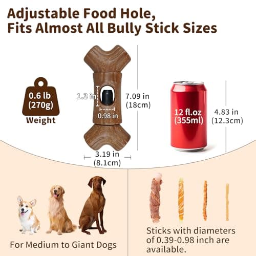 JoyBruko Bully Stick Holder for Dogs - for Aggressive Chewers Treat Chew Holder, Heavy Duty Yak Chew Toy Nylon Bone, Prevent Choking Safety Device for Small Medium Large Dogs, No More Swallowed Ends - Thumbnail 5