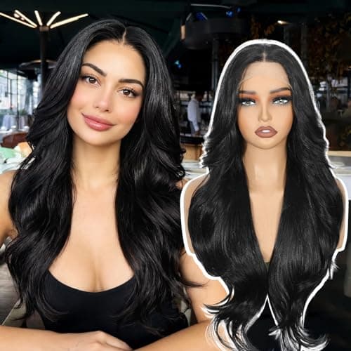 Sotpmal 13x4 HD Lace Front Wigs for Women, Black Long Layered Wavy Glueless Synthetic Wig, Natural Hairline Heat Resistant, Beginner Friendly Daily Use 26Inch - Image 1