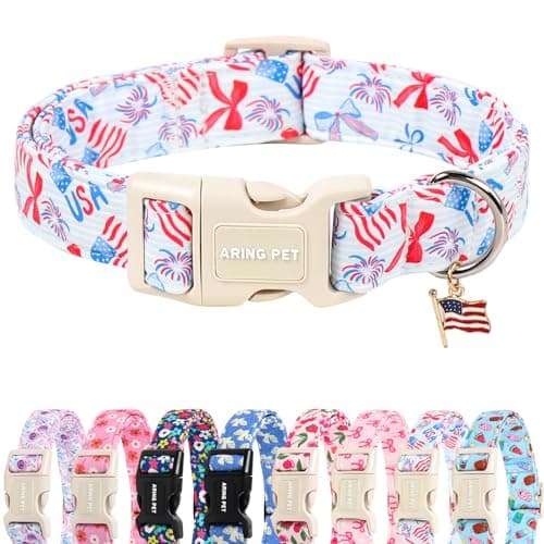 ARING PET 4th of July Dog Collar, Cute Patriotic American Flag Doggy Collars for Puppy Small Medium Large Boy Girl Dogs Pet, for Independence Parades Outdoor Walking Hiking Picnic Daily Photos, XS