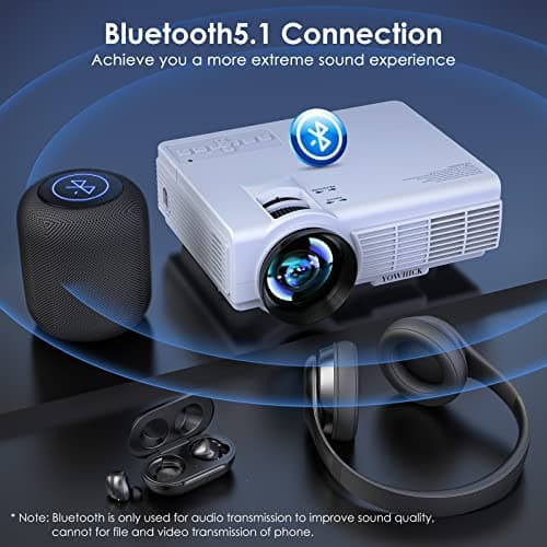 Projector with WiFi and Bluetooth, Portable Mini Projector by YOWHICK with 5G WiFi, Native 1080P 9500L and 4K Support for HDMI, VGA, USB, Laptop, Indoor & Outdoor Use, Easter gifts - Thumbnail 6