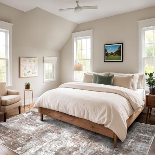 Dotiiorug Modern Abstract Washable Area Rug for Living Room,Low Pile 6x9 Non Slip Carpet Non-Shedding Area Rug Soft Indoor Stain Resistant Rug Brown - Thumbnail 2