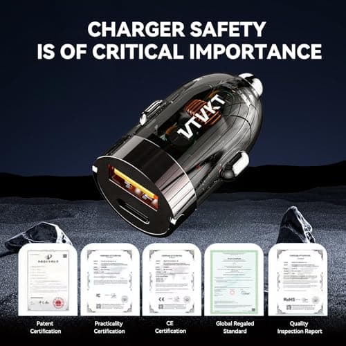 VTVKT Car Super Fast Charger, Dual USB Ports Phone Charger, Cigarette Lighter Adapter, PD30W & QC30W Car Charging for iPhone 16/15/14/13/12/11 Samsung Galaxy Huawei iPad - Thumbnail 4