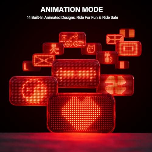 Smart Animated ​Bike Tail Light with Brake Sensing Auto On/Off, Animation & Live Speed & Peloton 3 Modes, XL Screen, Rear Bike Light, Rechargeable Bicycle Tail Light for Road Urban Cyclists Safety - Thumbnail 5