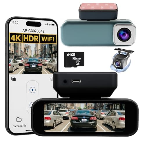 Dash Cam Front and Rear, 4K+1080P Dash Camera for Cars, 7Track Dual Car Camera with WiFi/APP Control, 64GB Card, 3.19" IPS Screen, WiFi, HDR, Night Vision, Parking Mode, Loop Recording - Image 1