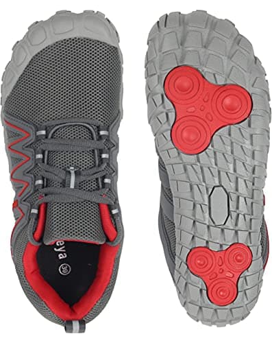 Weweya Trail Running Shoes Women Cross Training Wide Gym Toes Ladies Lightweight Exercise Jogging Workout Hiking Minimalist Barefoot Sneakers Grey Red US Size 5.5 - Thumbnail 5