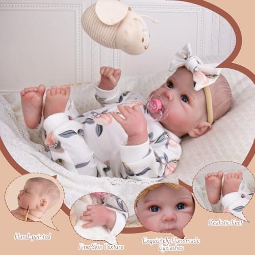 Milidool Lifelike Reborn Baby Dolls Girl - 20 Inch Realistic Newborn Baby Dolls with Poseable Body, Real Life Baby Dolls with Accessories for 3+ Year Old Girls Gifts, Pretend Play, Collection - Thumbnail 6