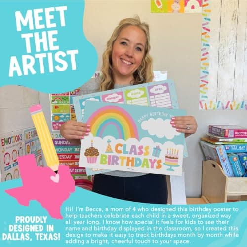 Happy Birthday Bulletin Board Set for Classroom - Dry Erase Birthday Calendar for Classroom Decor, Reusable Class Birthdays Chart, Pastel Preschool Kindergarten Elementary Bulletin Board Decorations - Thumbnail 2