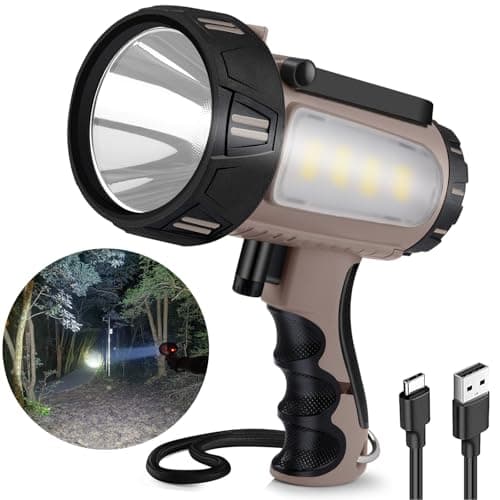 seeup Rechargeable Spotlight Flashlight, Super Bright Waterproof Handheld Spot Light 6 Models with Foldable Stand for Outdoor Boating Camping Fishing Hunting - Image 1