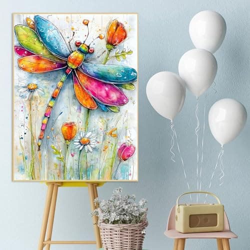 ijbnhd Diamond Art Kits for Adults - Dragonfly Diamond Painting Kits for Adults, 5D Dragonfly DIY Full Drill Gem Art Crafts for Home Wall Decor 12x16inch - Thumbnail 3