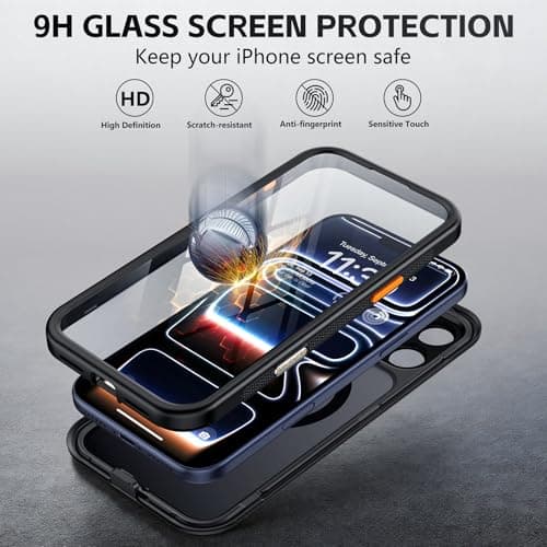 xiwxi Magnetic for iPhone 17 Pro Max Case(Compatible with Magsafe)(Water-Resistant)(Camera Control Button)(Mil-Grade Drop Protection) Translucent Matte Full-Body Shockproof Phone Cover,Black - Thumbnail 2