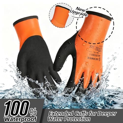 Schwer 2 Pairs 100% Waterproof Winter Work Gloves, ANSI A2 Cut Resistant Freezer Gloves for Outdoor Cold Weather Keep Hands Warm, Thermal Insulated Gloves for Shoveling Snow, Ice Fishing, XL - Thumbnail 3