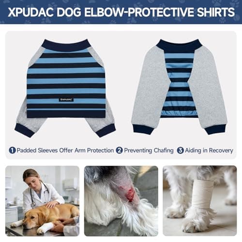XPUDAC 2 Pack Dog Surgery Recovery Suit for Front Legs, Dog Leg Sleeve to Stop Licking, 3-Layer Thickened After Surgery Elbow Protector Wound Care Shirt Dogs Cone Alternative for Leg Injuries, 5XL - Thumbnail 4
