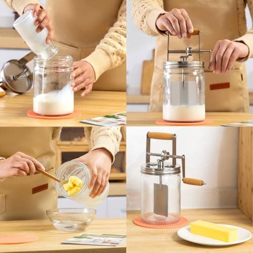 Dazey Butter Churner - Cheese Cloth, Shaping Paddles, Recipe Book INCLUDED- Hand Crank Manual Butter Maker- Create Delicious Homemade Butter With Your Own Hand Crank Dazey Churner - Thumbnail 4